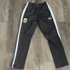 Adidas Mens Argentina black with blue and white stripes joggers
